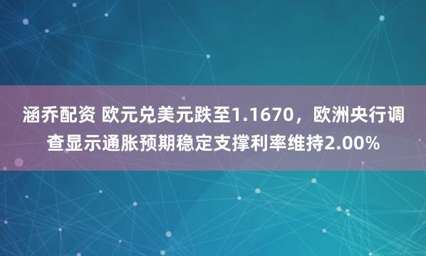 涵乔配资 欧元兑美元跌至1.1670，欧洲央行调查显示通胀预期稳定支撑利率维持2.00%